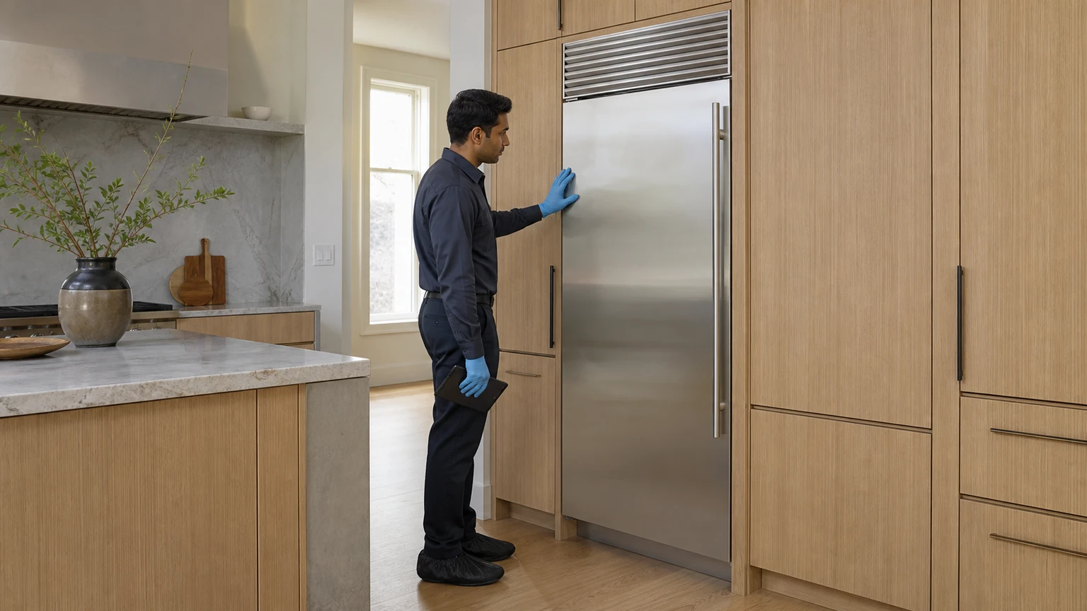 Built-in refrigerator diagnostic visit in the service area
